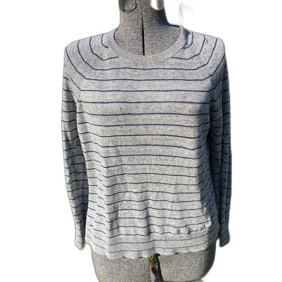 Banana Republic 100% Italian Linen Striped Nautical Sweater Size M - Picture 1 of 5